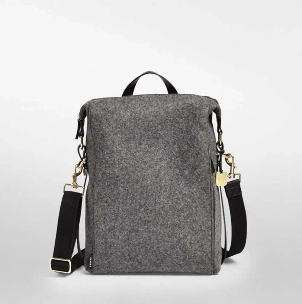 Skagen Kroyer Grey Felt and Leather Convertible Backpack Messenger Bag
